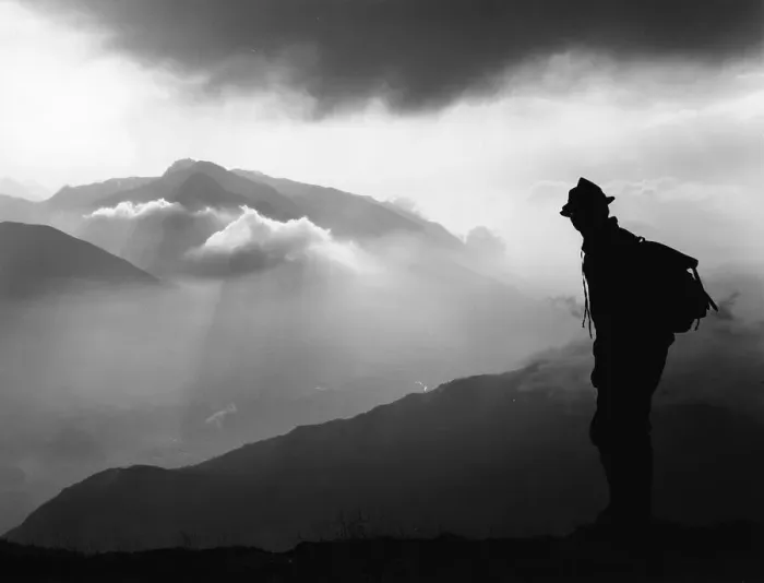 Framed Print : Mountaineer near the Noerdlinger hut