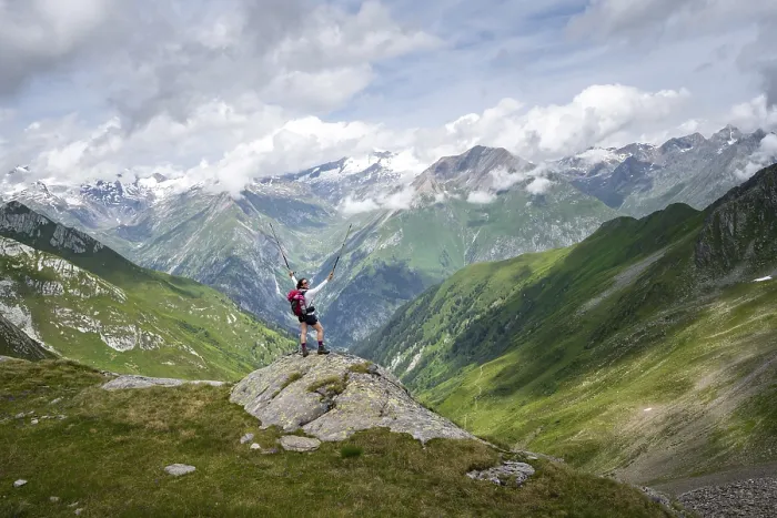 Framed Print : Mountaineer on a rock at the Mittagskoegele Framed Print : Mountaineer on a rock at the Mittagskoegele