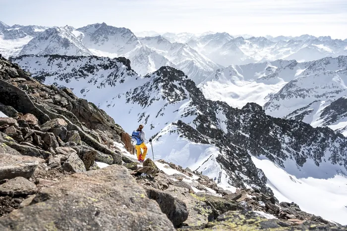 Framed Print : Mountaineer at the summit of the Sulzkogel