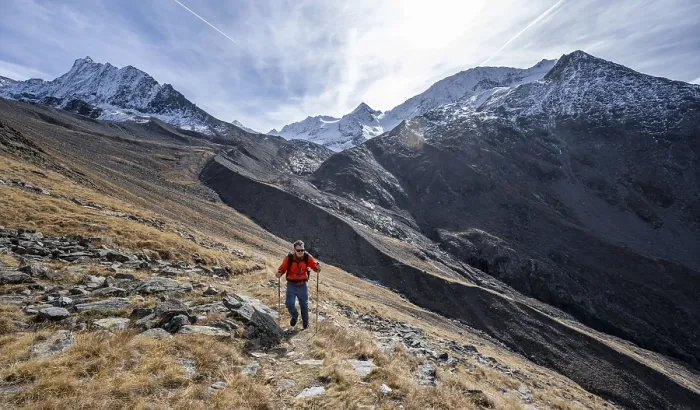 Framed Print : Mountaineers on a hiking trail in Niedertal