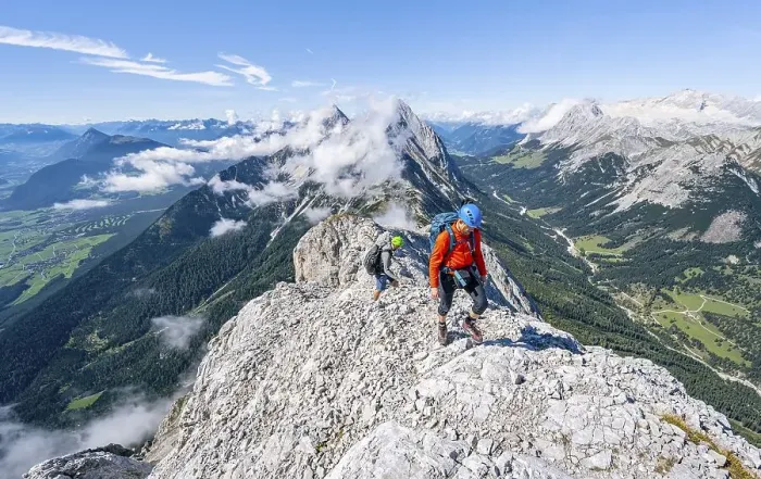 Framed Print : Two mountaineers on the ridge of Hohe Munde Framed Print : Two mountaineers on the ridge of Hohe Munde