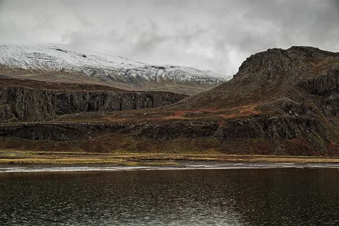 Framed Print : Mountains in Borgarfjordur Eystri in east Iceland in a cloudy day