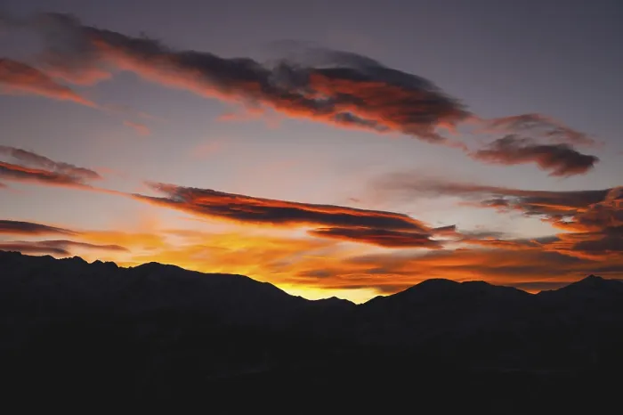 Framed Print : Mountains in the clouds at sunset in summer Framed Print : Mountains in the clouds at sunset in summer