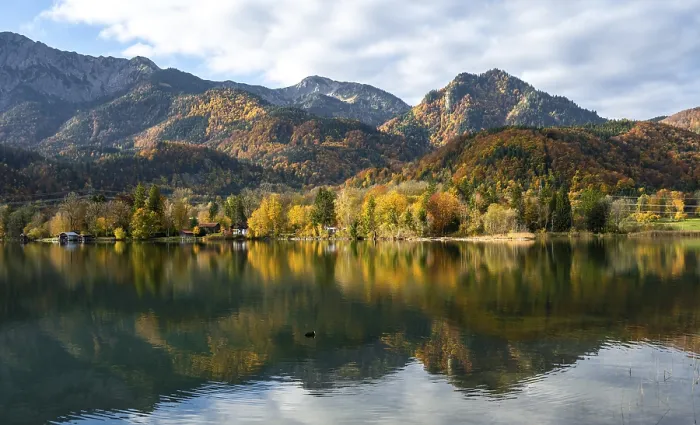 Framed Print : Mountains and forest, Alpine foothills in autumn Framed Print : Mountains and forest, Alpine foothills in autumn