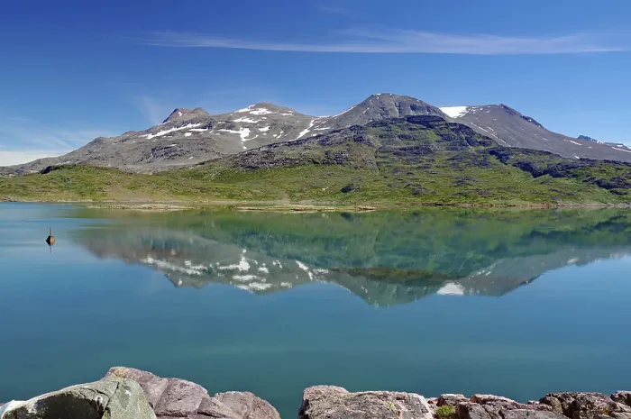 Framed Print : Mountains reflected in a fjord