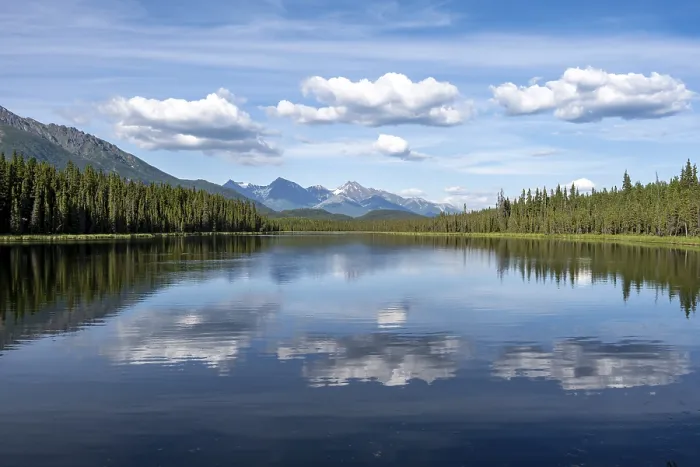 Framed Print : Mountains are reflected in idyllic Crystal Lake Framed Print : Mountains are reflected in idyllic Crystal Lake