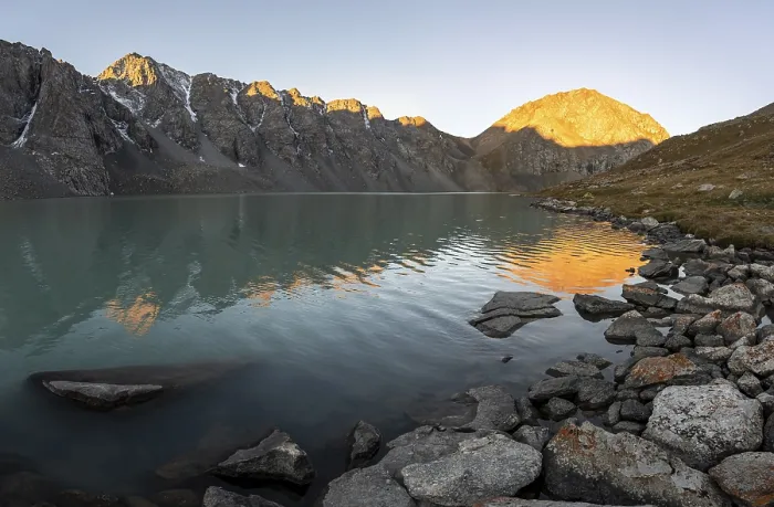 Framed Print : Mountains reflected in the lake