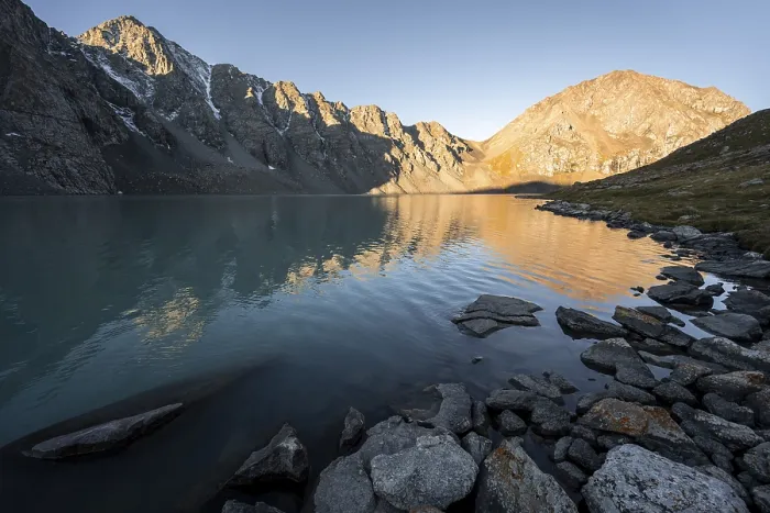 Framed Print : Mountains reflected in the lake