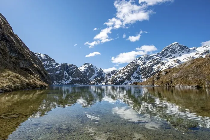 Framed Print : Mountains reflected in lake, Lake Harris Framed Print : Mountains reflected in lake, Lake Harris