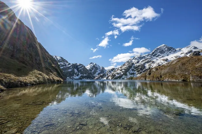 Framed Print : Mountains reflected in lake, Lake Harris