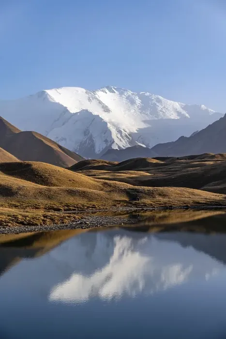 Framed Print : Mountains reflected in a small mountain lake Framed Print : Mountains reflected in a small mountain lake