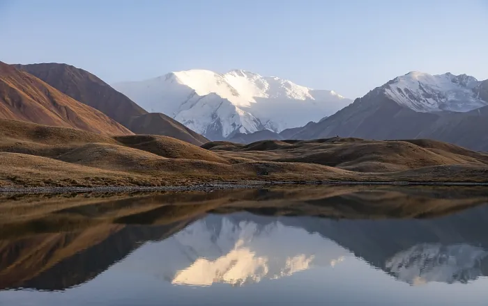 Framed Print : Mountains reflected in a small mountain lake Framed Print : Mountains reflected in a small mountain lake