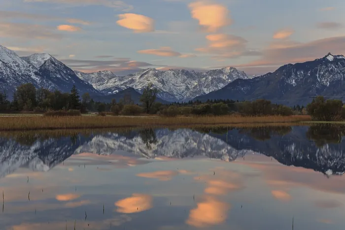 Framed Print : Mountains reflected in water, flood