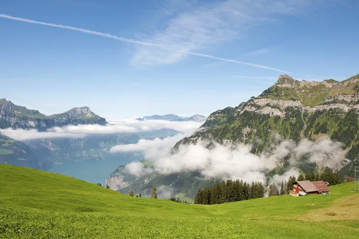 Framed Print : In the mountains from Switzerland with a view at the lake Lucerne Framed Print : In the mountains from Switzerland with a view at the lake Lucerne