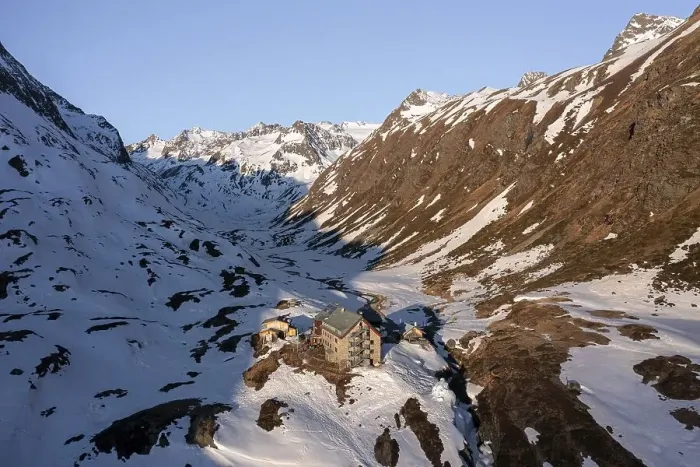Framed Print : Mountains in winter, aerial view