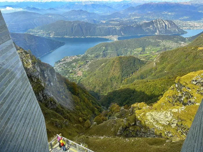 Framed Print : Mountainscape and Lake Lugano in a Sunny Day from Monte Generoso in Ticino