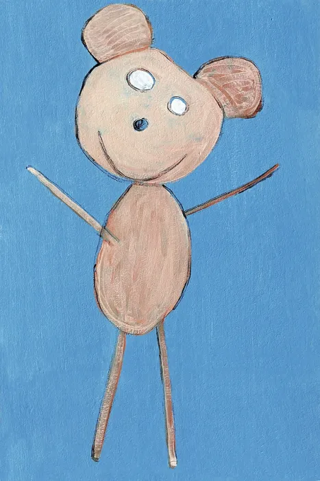 Framed Print : Mouse, stick figure, children's drawing