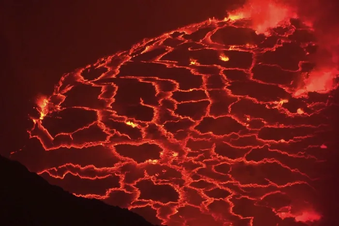 Framed Print : Mouth of the volcano with magma