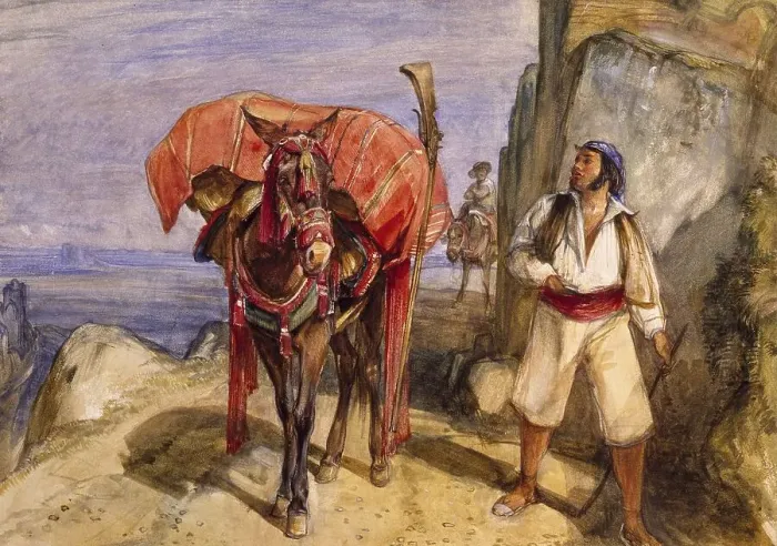 Framed Print : Mule and Muleteer, 1832, Painting by John Frederick Lewis