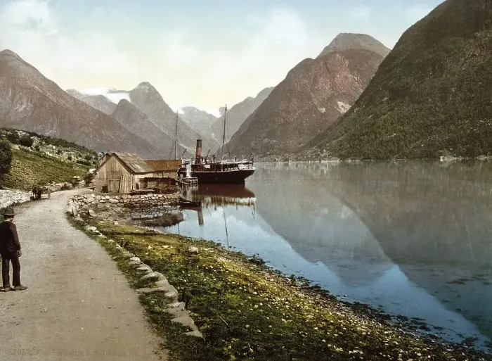Framed Print : Mundal, Fjaerland, Sognefjord, Norway, c Framed Print : Mundal, Fjaerland, Sognefjord, Norway, c
