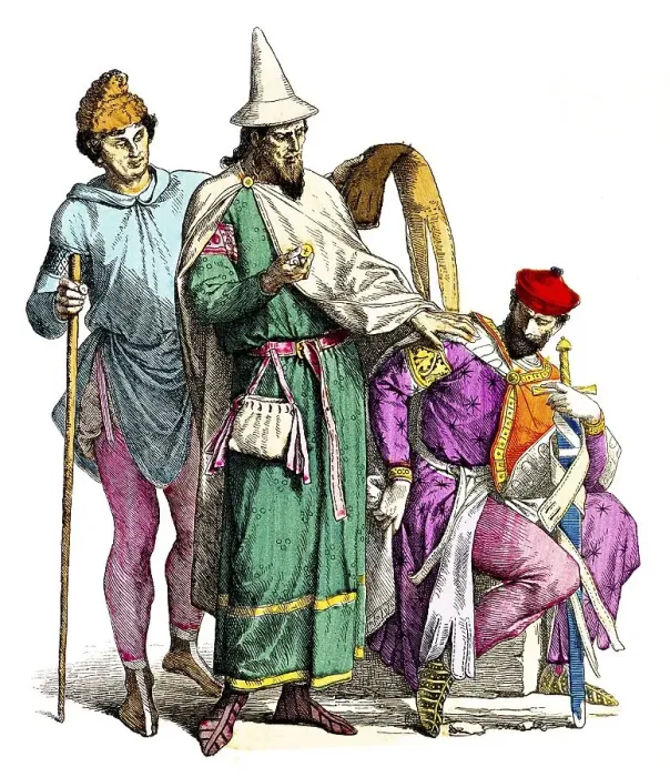 Framed Print : Munich Bilderbogen, costumes, 12th century