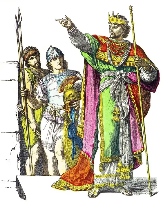 Framed Print : Munich Bilderbogen, costumes, two warriors (left) Framed Print : Munich Bilderbogen, costumes, two warriors (left)