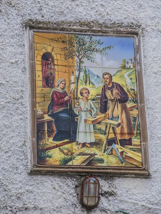 Framed Print : Mural depicting the Holy Family with Jesus as a child Framed Print : Mural depicting the Holy Family with Jesus as a child