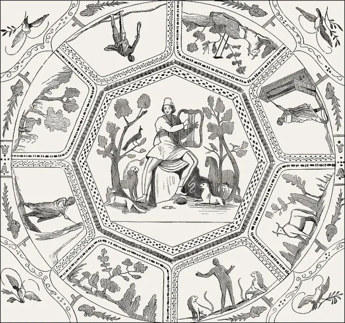 Framed Print : Mural painting at the Catacomb of Callixtus Framed Print : Mural painting at the Catacomb of Callixtus