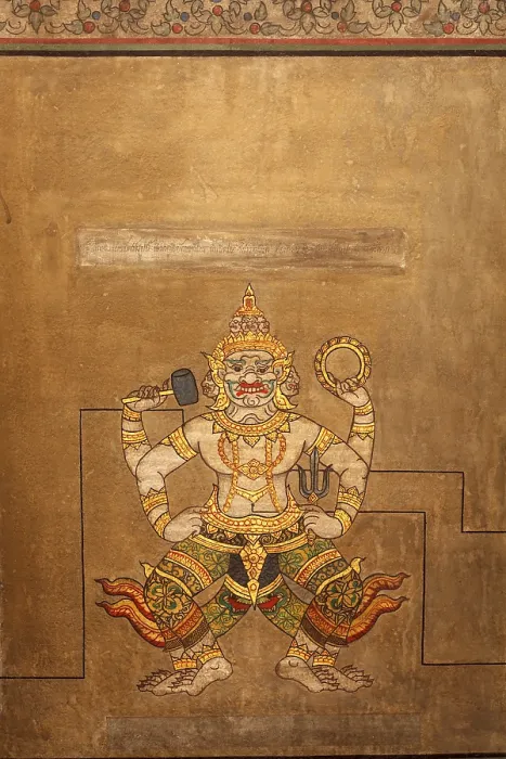 Framed Print : Mural painting Point massage at Wat Pho, Bangkok