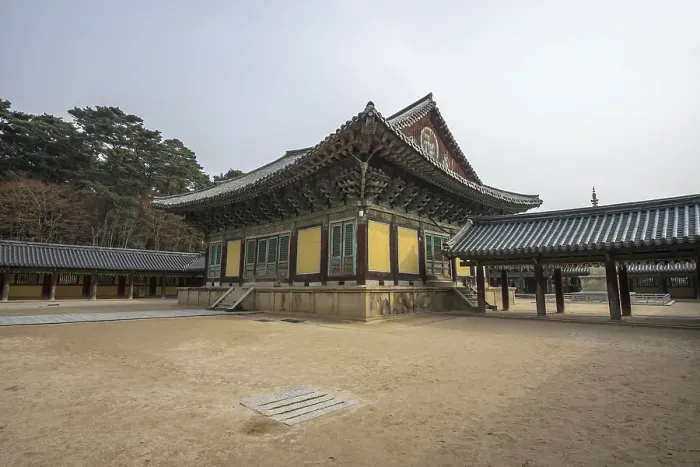 Framed Print : Museoljeon hallways and main courtyard in bulguksa temple Framed Print : Museoljeon hallways and main courtyard in bulguksa temple