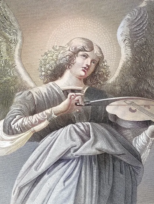 Framed Print : Music-making angel with a violin