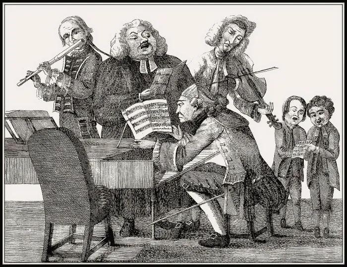 Framed Print : Musical group with Haendel, Bach