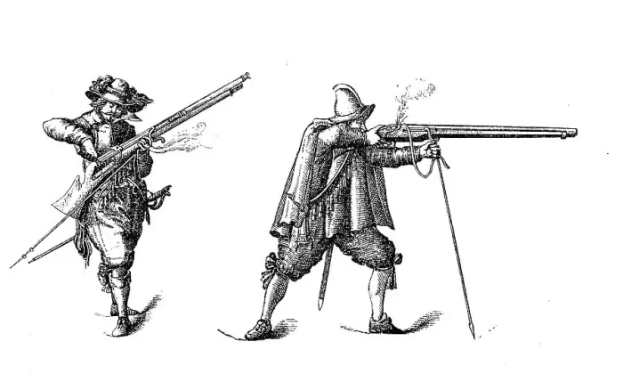 Framed Print : Musketeers at the Retreat, 16th century