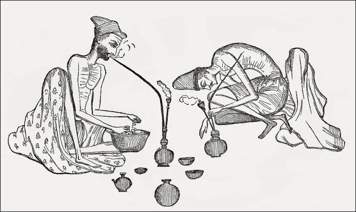 Framed Print : Muslim ascetics smoking hookah or hukka