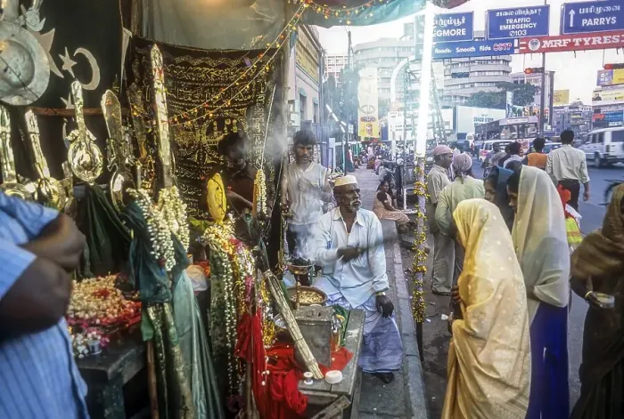 Framed Print : Muslims praying mourning on Muharram day in Chennai Madras
