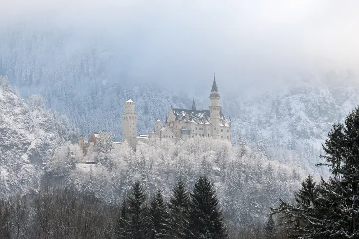 Framed Print : Mystical castle in wintry surroundings