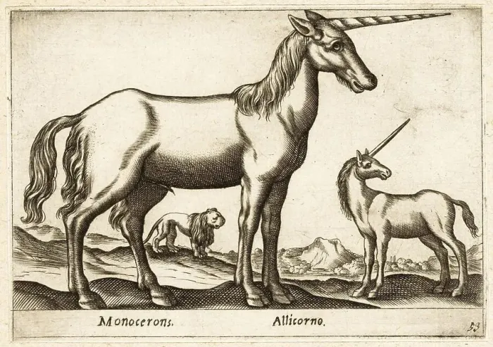Framed Print : Mythical creature, unicorn, two unicorns and a lion