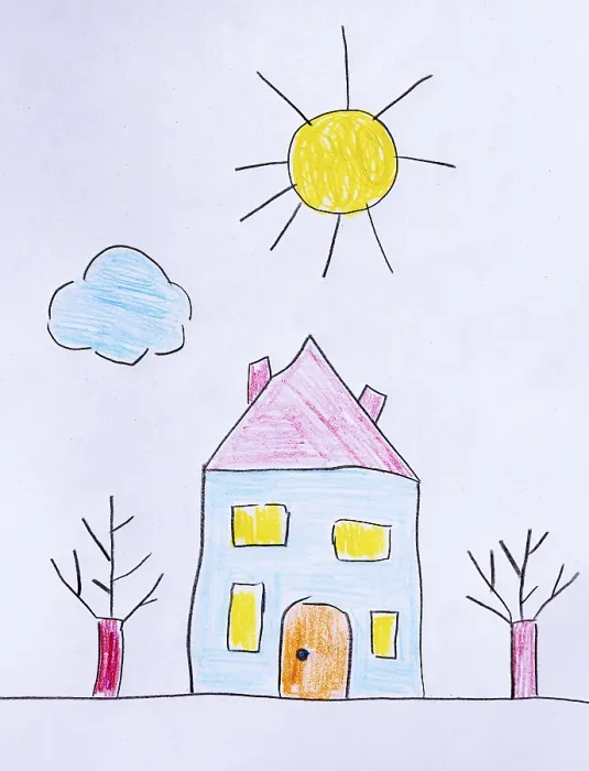 Framed Print : Naive illustration, children's drawing Framed Print : Naive illustration, children's drawing