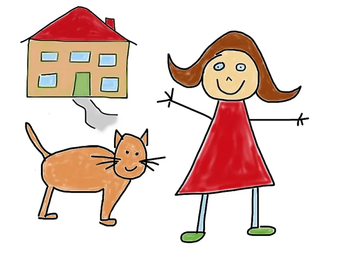 Framed Print : Naive illustration, children's drawing