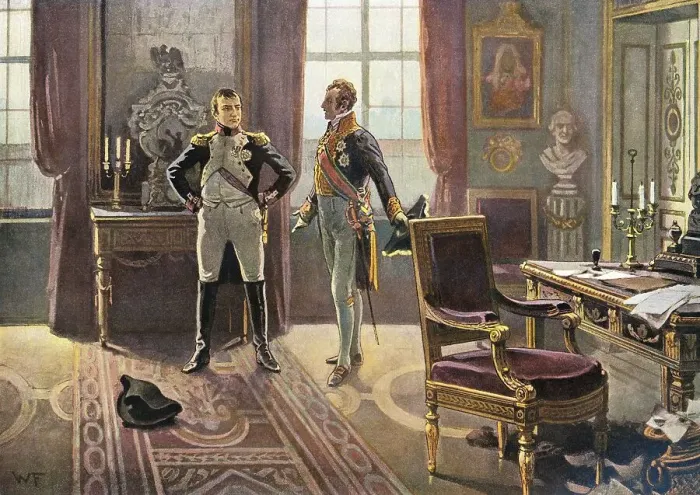 Framed Print : Napoleon with Prince Metternich at the meeting in Dresden on 26 June 1813 Framed Print : Napoleon with Prince Metternich at the meeting in Dresden on 26 June 1813
