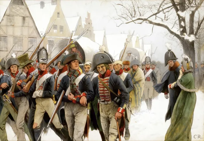 Framed Print : Napoleonic Wars, the remaining Prussian army passing the royal couple
