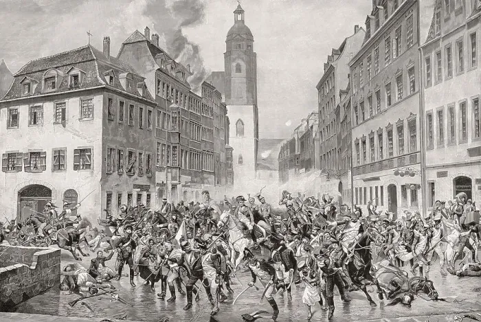Framed Print : Napoleon's flight through Leipzig