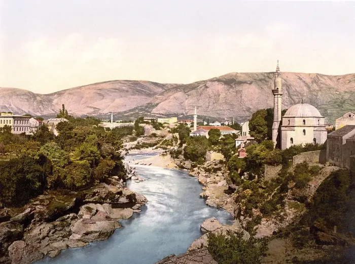 Framed Print : The Narenta river at Mostar, Herzegovina, Austro-Hungary, Austro-Hungarian Empire, Austrian-Hungarian Monarchy, today Bosnia-Herzegovina, Historical, around 1900 Framed Print : The Narenta river at Mostar, Herzegovina, Austro-Hungary, Austro-Hungarian Empire, Austrian-Hungarian Monarchy, today Bosnia-Herzegovina, Historical, around 1900