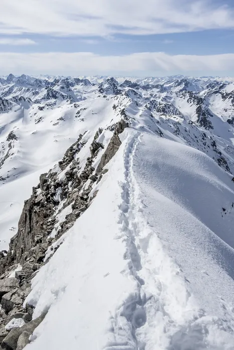 Framed Print : Narrow mountain ridge in winter