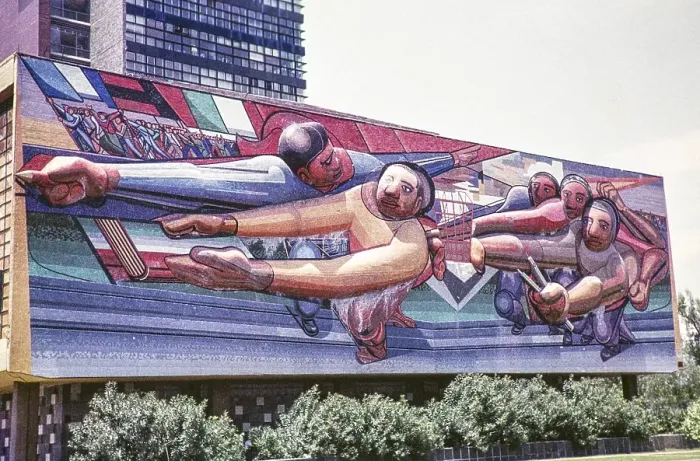Framed Print : National Autonomous University of Mexico (UNAM), Central Administration Building, Mexico City, CDMX, Mexico Mural by David Alfaro Siqueiros 1952 53, photographed around 1961 Framed Print : National Autonomous University of Mexico (UNAM), Central Administration Building, Mexico City, CDMX, Mexico Mural by David Alfaro Siqueiros 1952 53, photographed around 1961