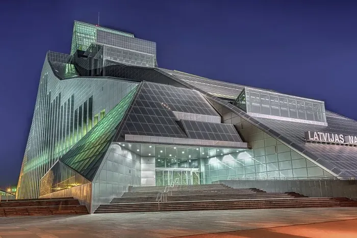 Framed Print : National Library at Night, Riga, Latvia, Europe