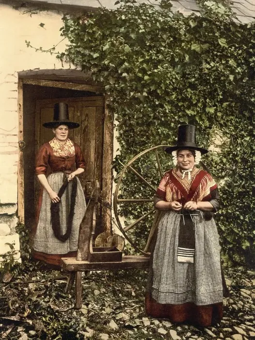 Framed Print : National traditional costume in Wales around 1880