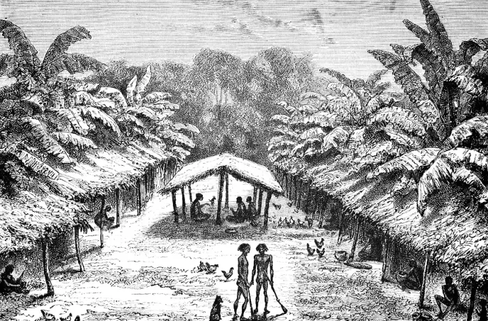 Framed Print : Native village on the Gabon River