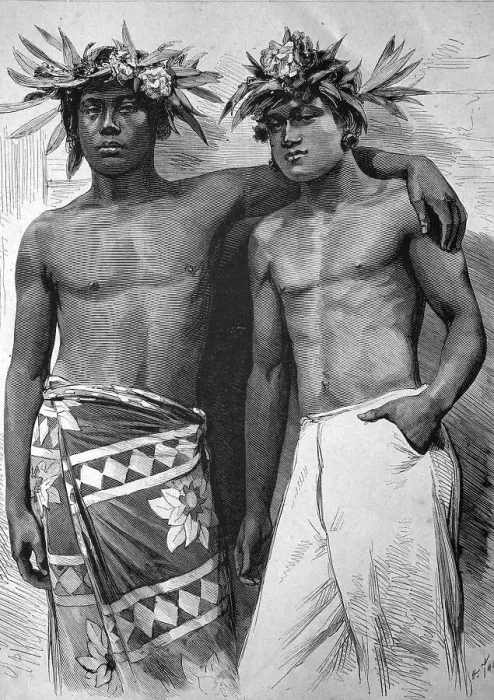Framed Print : Natives of Tahiti, historical illustration