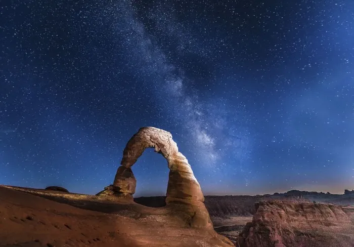 Framed Print : Natural Arch Delicate Arch with Milky Way at night Framed Print : Natural Arch Delicate Arch with Milky Way at night